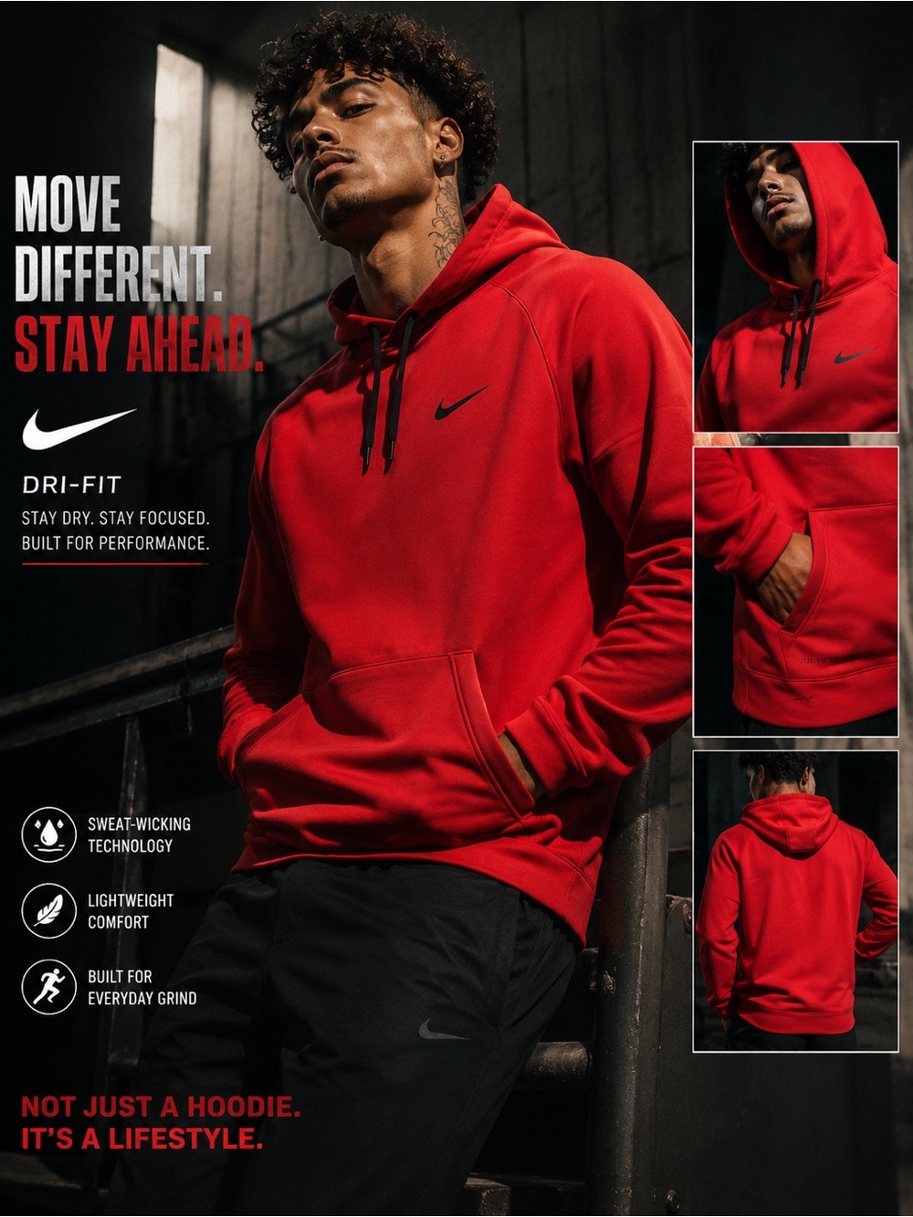 Nike Men's Dri-FIT Red Performance Hoodie size small